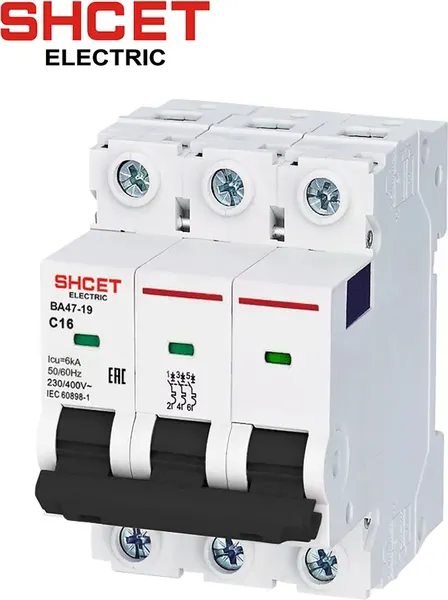 Изображение товара Выключатель автоматический SHCET ВА 47-19 3Р 63А 6kA хар.D / S0000184