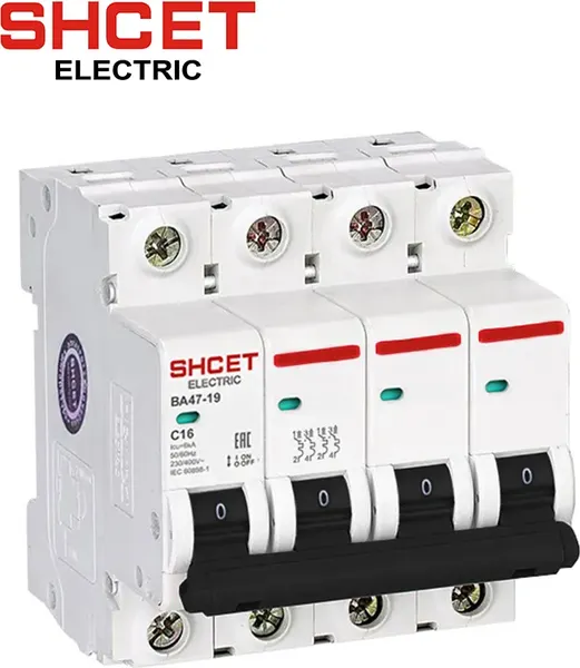 Изображение товара Выключатель автоматический SHCET ВА 47-19 4Р 25А 6kA хар.С / S0000196