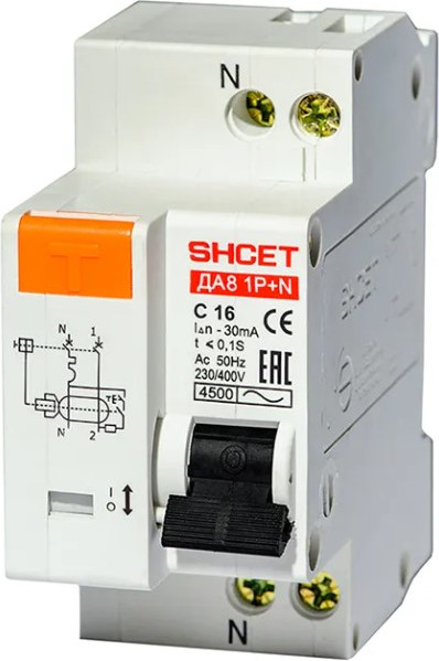 Изображение товара Дифференциальный автомат SHCET ДА 8 1Р+N 50А 30мА / S0003665