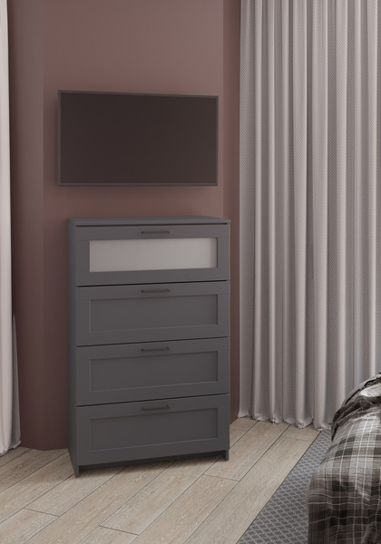 Изображение товара Комод Mio Tesoro Нави 4 ящика 2.15.02.030.4 (серый, со стеклом )