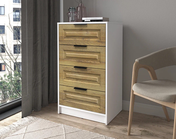 Изображение товара Комод Интерлиния Концепт КТ-К60 Деко (белый платинум/дуб вотан)