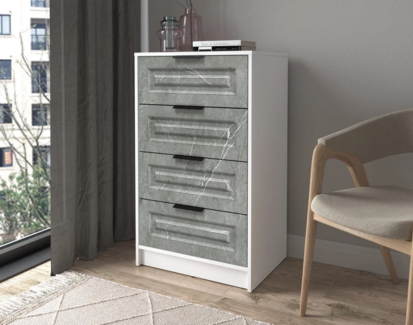 Изображение товара Комод Интерлиния Концепт КТ-К60 Деко (белый платинум/керамика)