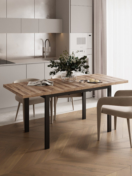 Изображение товара Обеденный стол Senira Велес 100x60 (береза сандал/опора черная)