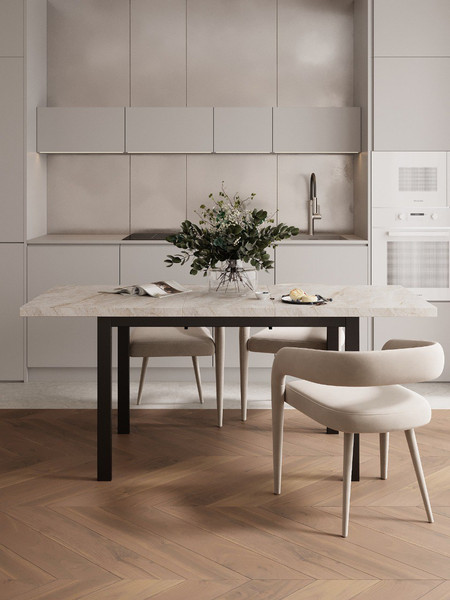 Изображение товара Обеденный стол Senira Велес 100x60 (мрамор эбея/опора черная)