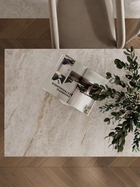 Изображение товара Обеденный стол Senira Велес 100x60 (мрамор эбея/опора черная)