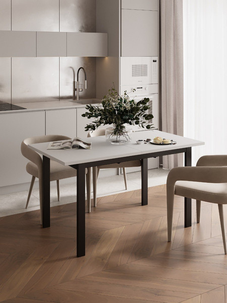 Изображение товара Обеденный стол Senira Велес ЛДСП 25 мм 100x60 (белый/опора черная)