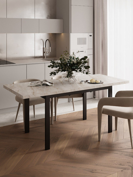 Изображение товара Обеденный стол Senira Велес 110x70 (мрамор эбея/опора черная)