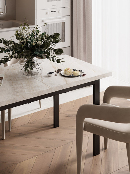 Изображение товара Обеденный стол Senira Велес 110x70 (мрамор эбея/опора черная)