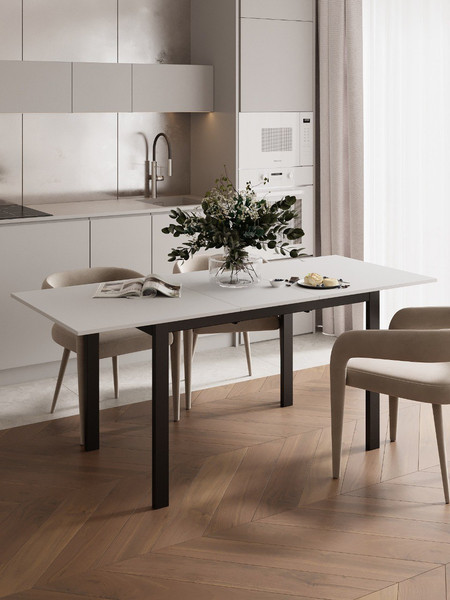 Изображение товара Обеденный стол Senira Велес ЛДСП 16 мм 110x70 (белый/опора черная)