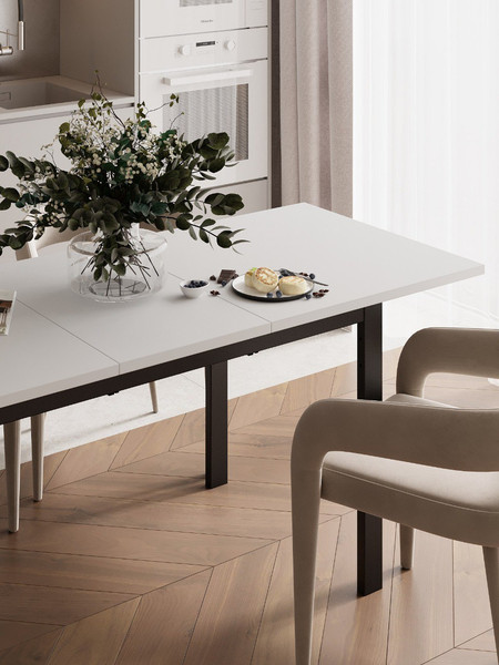 Изображение товара Обеденный стол Senira Велес ЛДСП 25 мм 110x70 (белый/опора черная)