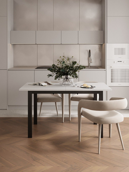 Изображение товара Обеденный стол Senira Велес ЛДСП 25 мм 110x70 (белый/опора черная)