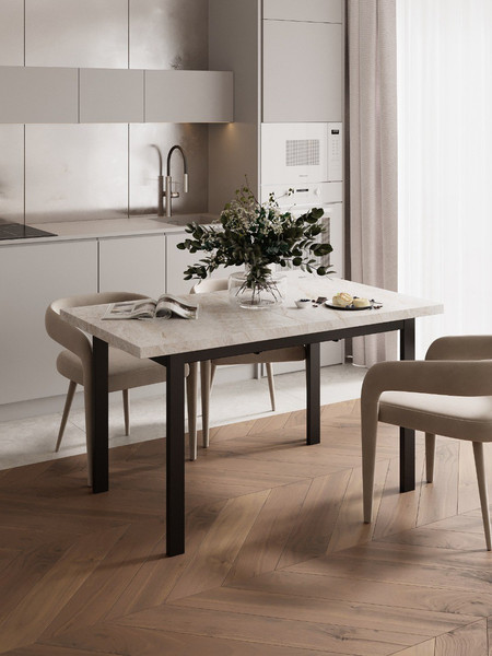 Изображение товара Обеденный стол Senira Велес 120x75 (мрамор эбея/опора черный)