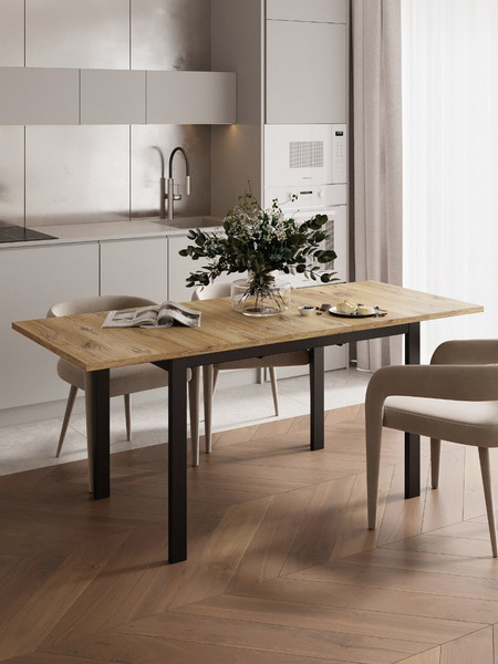 Изображение товара Обеденный стол Senira Велес ЛДСП 25мм 120x75 (дуб нокс/опора черная)