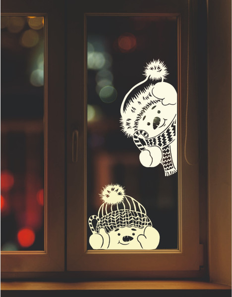 Изображение товара Наклейка на окно Зимнее волшебство Два снеговика / 10075679 (45х45см)