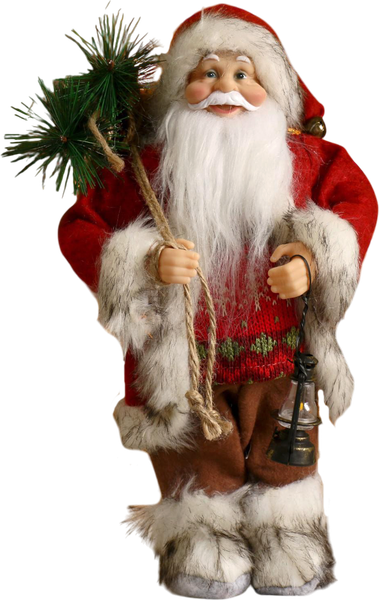 Изображение товара Фигура под елку Зимнее волшебство Дед Мороз В красной шубке, с фонариком и мешочком / 3555419