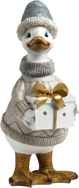 Изображение товара Статуэтка No Brand Гусь в бежевом свитере, с подарком / 10325902