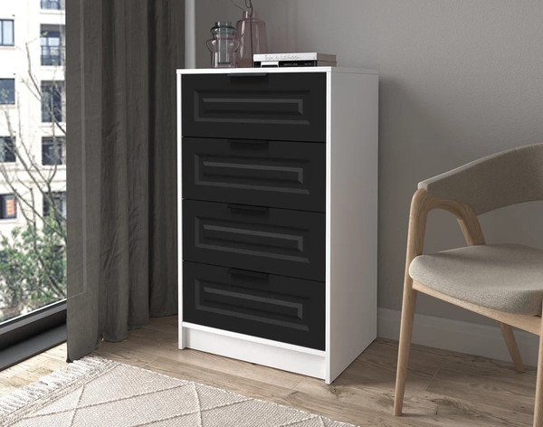 Изображение товара Комод Интерлиния Концепт КТ-К60 Деко (белый платинум/черный)