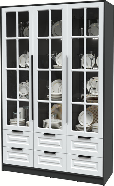 Изображение товара Шкаф с витриной Интерлиния Концепт КТ-ШВ3 с подсветкой Деко (антрацит/белый)