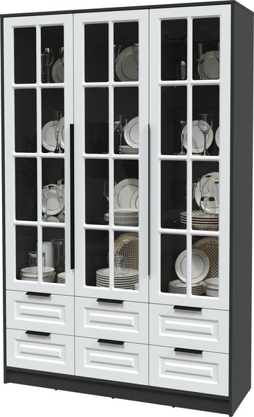 Изображение товара Шкаф с витриной Интерлиния Концепт КТ-ШВ3 Деко (антрацит/белый)