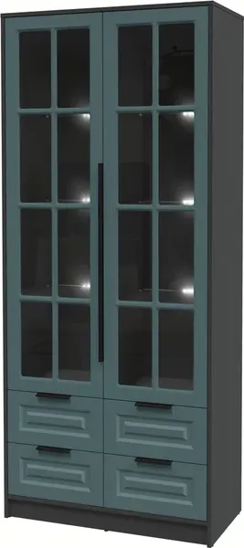 Изображение товара Шкаф с витриной Интерлиния Концепт КТ-ШВ2 с подсветкой Деко (антрацит/верде)