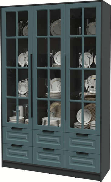 Изображение товара Шкаф с витриной Интерлиния Концепт КТ-ШВ3 Деко (антрацит/верде)