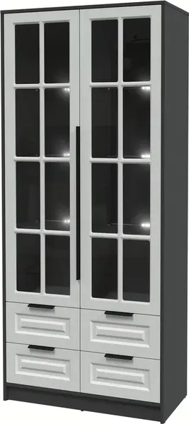 Изображение товара Шкаф с витриной Интерлиния Концепт КТ-ШВ2 с подсветкой Деко ( антрацит/грей)