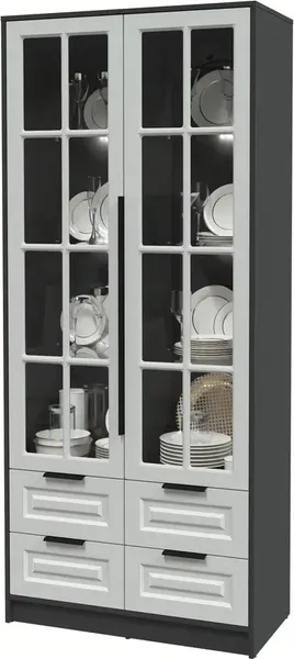 Изображение товара Шкаф с витриной Интерлиния Концепт КТ-ШВ2 с подсветкой Деко ( антрацит/грей)