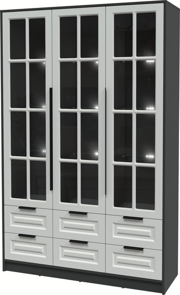 Изображение товара Шкаф с витриной Интерлиния Концепт КТ-ШВ3 с подсветкой Деко (антрацит/грей)