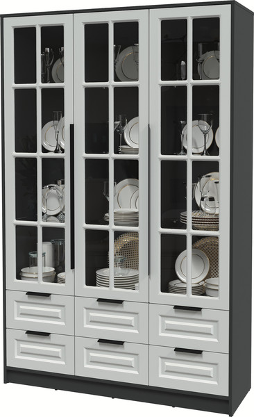 Изображение товара Шкаф с витриной Интерлиния Концепт КТ-ШВ3 Деко (антрацит/грей)
