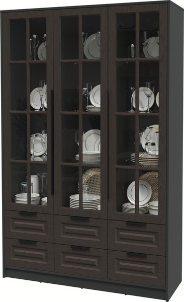 Изображение товара Шкаф с витриной Интерлиния Концепт КТ-ШВ3 Деко (антрацит/дуб английский)