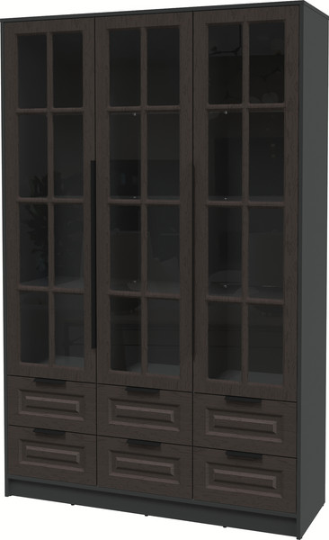Изображение товара Шкаф с витриной Интерлиния Концепт КТ-ШВ3 Деко (антрацит/дуб английский)