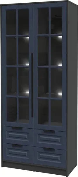 Изображение товара Шкаф с витриной Интерлиния Концепт КТ-ШВ2 с подсветкой Деко (антрацит/дуб королевский)