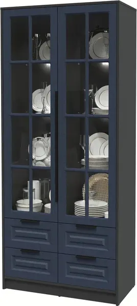 Изображение товара Шкаф с витриной Интерлиния Концепт КТ-ШВ2 с подсветкой Деко (антрацит/дуб королевский)