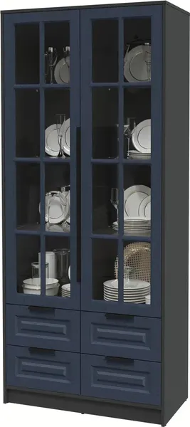 Изображение товара Шкаф с витриной Интерлиния Концепт КТ-ШВ2 Деко (антрацит/дуб королевский)