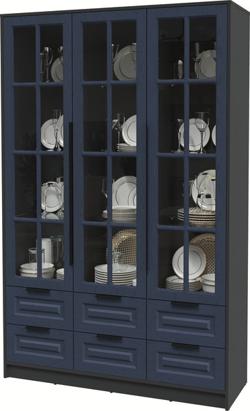 Изображение товара Шкаф с витриной Интерлиния Концепт КТ-ШВ3 Деко (антрацит/дуб королевский)