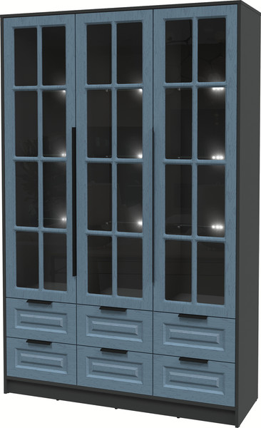 Изображение товара Шкаф с витриной Интерлиния Концепт КТ-ШВ3 с подсветкой Деко (антрацит/дуб лазурный)