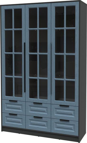 Изображение товара Шкаф с витриной Интерлиния Концепт КТ-ШВ3 Деко (антрацит/дуб лазурный)