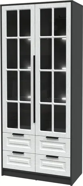 Изображение товара Шкаф с витриной Интерлиния Концепт КТ-ШВ2 с подсветкой Деко (антрацит/дуб полярный)