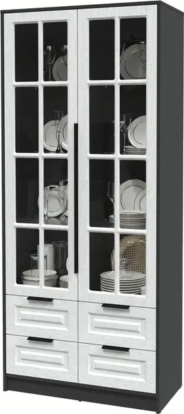 Изображение товара Шкаф с витриной Интерлиния  Концепт КТ-ШВ2 Деко (антрацит/дуб полярный)