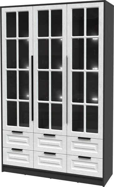 Изображение товара Шкаф с витриной Интерлиния Концепт КТ-ШВ3 с подсветкой Деко (антрацит/дуб полярный)