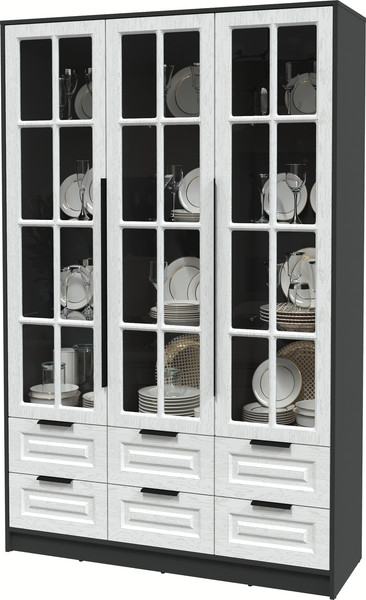 Изображение товара Шкаф с витриной Интерлиния Концепт КТ-ШВ3 Деко (антрацит/дуб полярный)