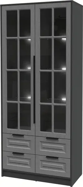 Изображение товара Шкаф с витриной Интерлиния Концепт КТ-ШВ2 с подсветкой Деко (антрацит/дуб серый)