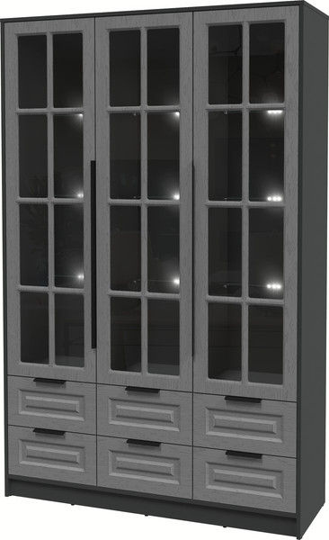 Изображение товара Шкаф с витриной Интерлиния Концепт КТ-ШВ3 с подсветкой Деко (антрацит/дуб серый)