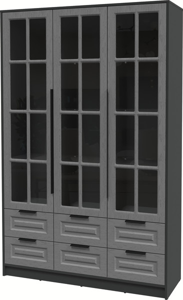 Изображение товара Шкаф с витриной Интерлиния Концепт КТ-ШВ3 Деко (антрацит/дуб серый)