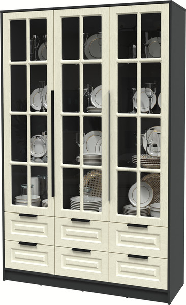 Изображение товара Шкаф с витриной Интерлиния Концепт КТ-ШВ3 Деко (антрацит/дуб снежный)