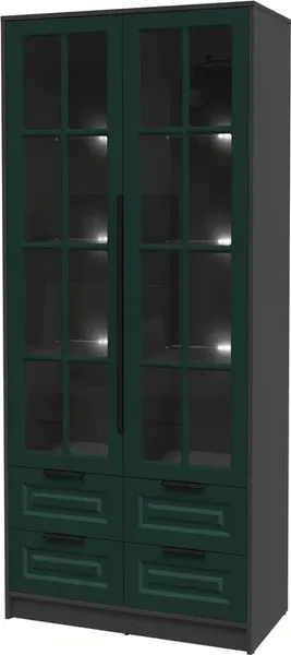 Изображение товара Шкаф с витриной Интерлиния Концепт КТ-ШВ2 с подсветкой Деко (антрацит/изумруд)
