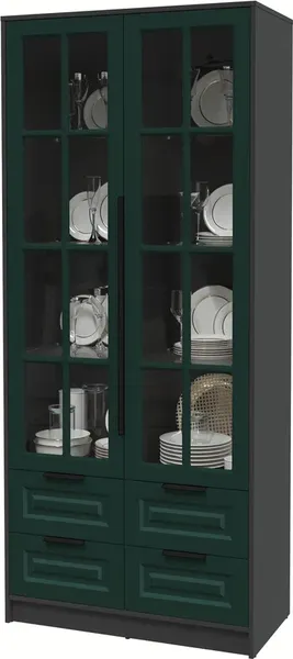 Изображение товара Шкаф с витриной Интерлиния Концепт КТ-ШВ2 Деко (антрацит/изумруд)