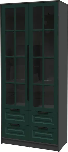 Изображение товара Шкаф с витриной Интерлиния Концепт КТ-ШВ2 Деко (антрацит/изумруд)