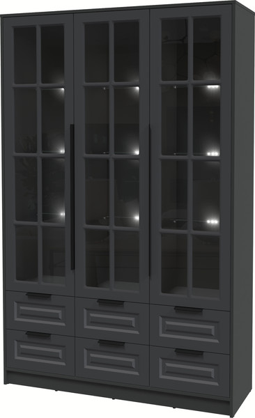 Изображение товара Шкаф с витриной Интерлиния Концепт КТ-ШВ3 с подсветкой Деко (антрацит/пепел)