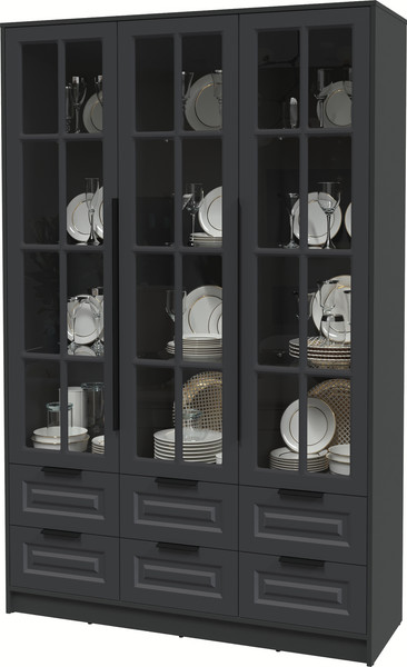 Изображение товара Шкаф с витриной Интерлиния Концепт КТ-ШВ3 Деко (антрацит/пепел)